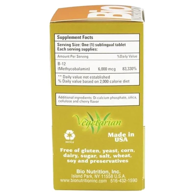 Bio Nutrition - B 12 Sublingual 6000 mcg 50 Tablets