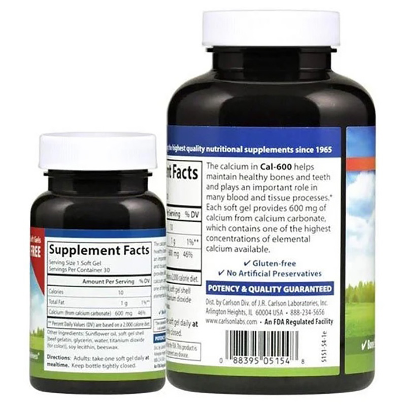 Carlson - Liquid Calcium 600 130 Soft Gels
