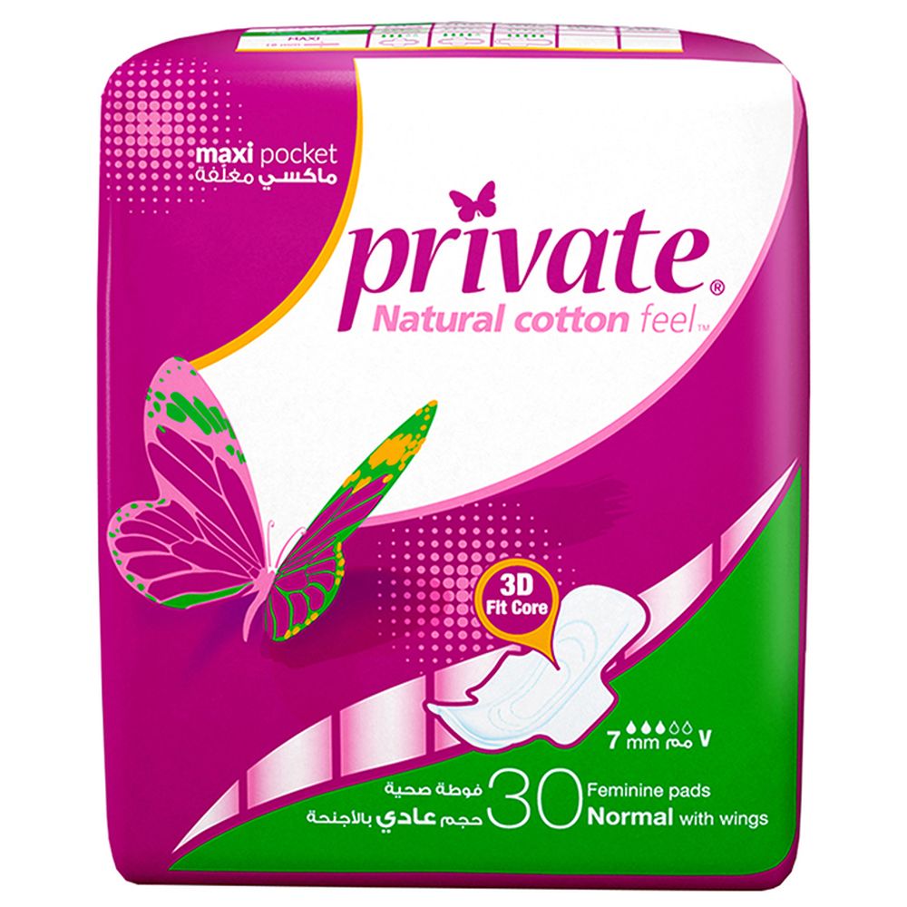 Private Maxi Thick Folded with Wings Normal 30 Sanitary Pads