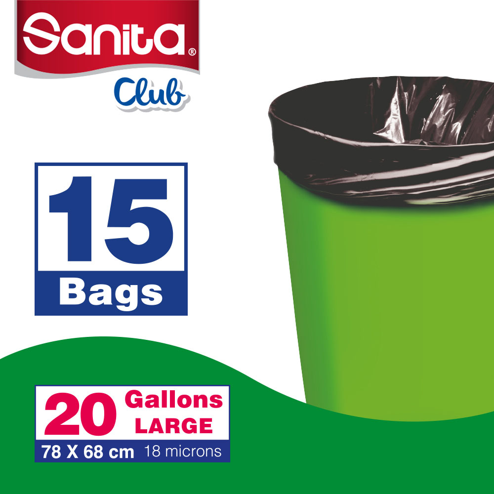 Sanita Club - Trash Bags Biodegradable 20 Gallons 15 Bags