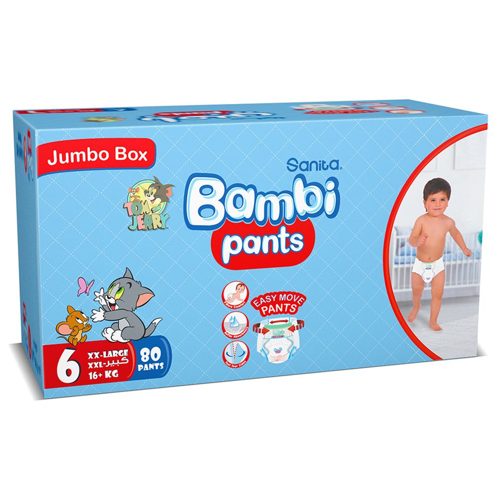 Sanita Bambi - Pants Jumbo Box Size 6 XXL +16 KG 80 Count