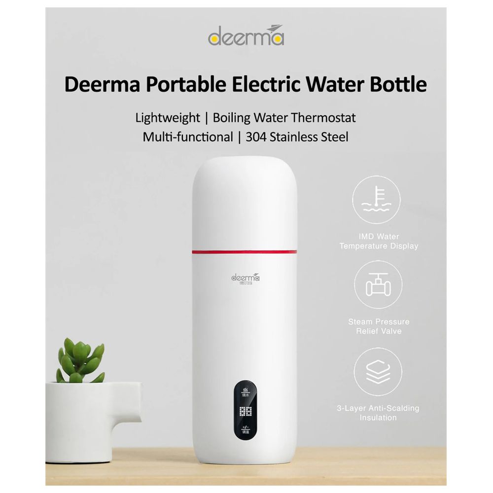 Deerma - DR035S Plug-in Travel Electric Kettle Thermos 350ml - White