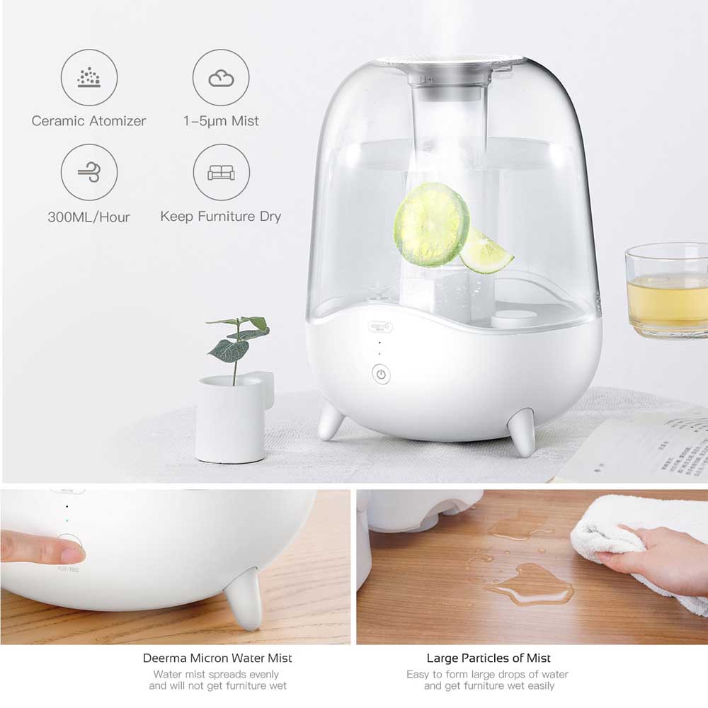 Deerma Crystal Clear Ultrasonic Cool Mist Humidifier 5L - White
