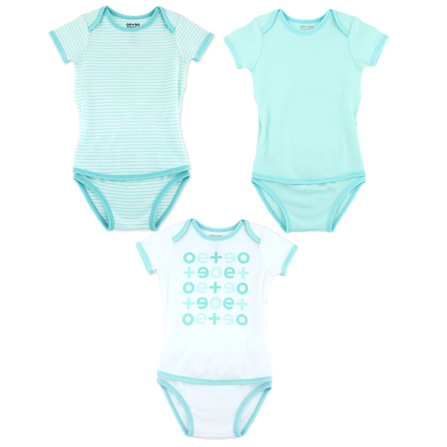 Oeteo Easyeo Variety Short Sleeve Romper - 3 Pcs - Green