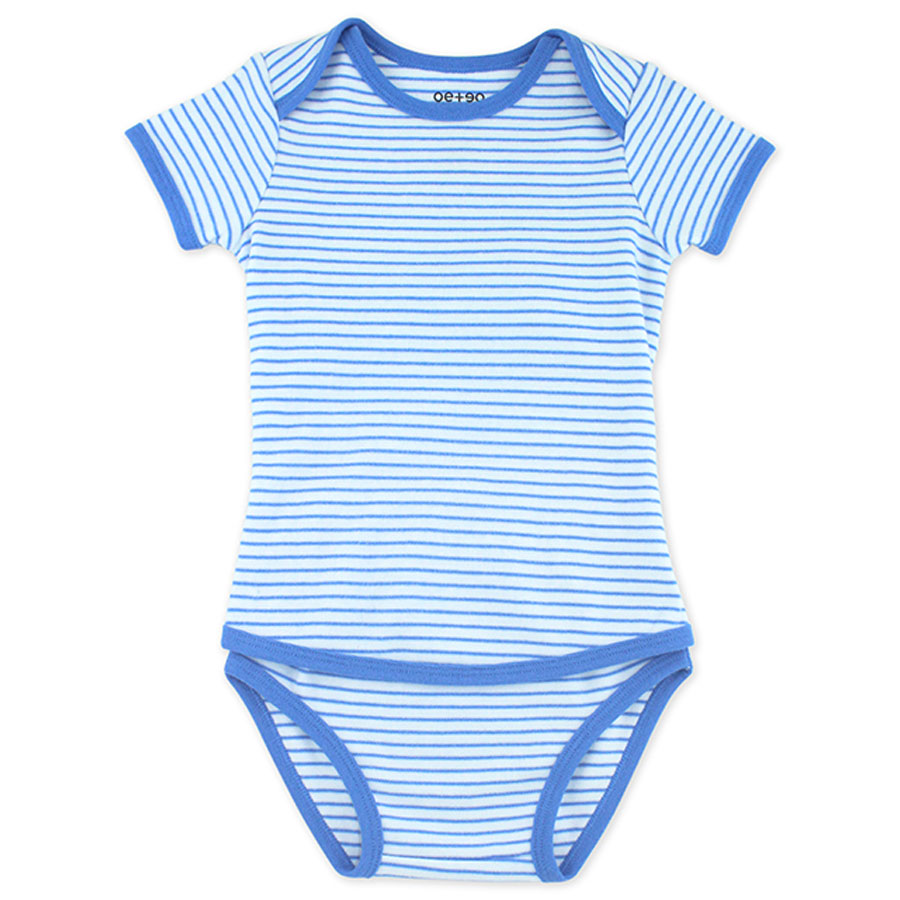 Oeteo Easyeo Candy Stripe Short Sleeve Romper - Blue
