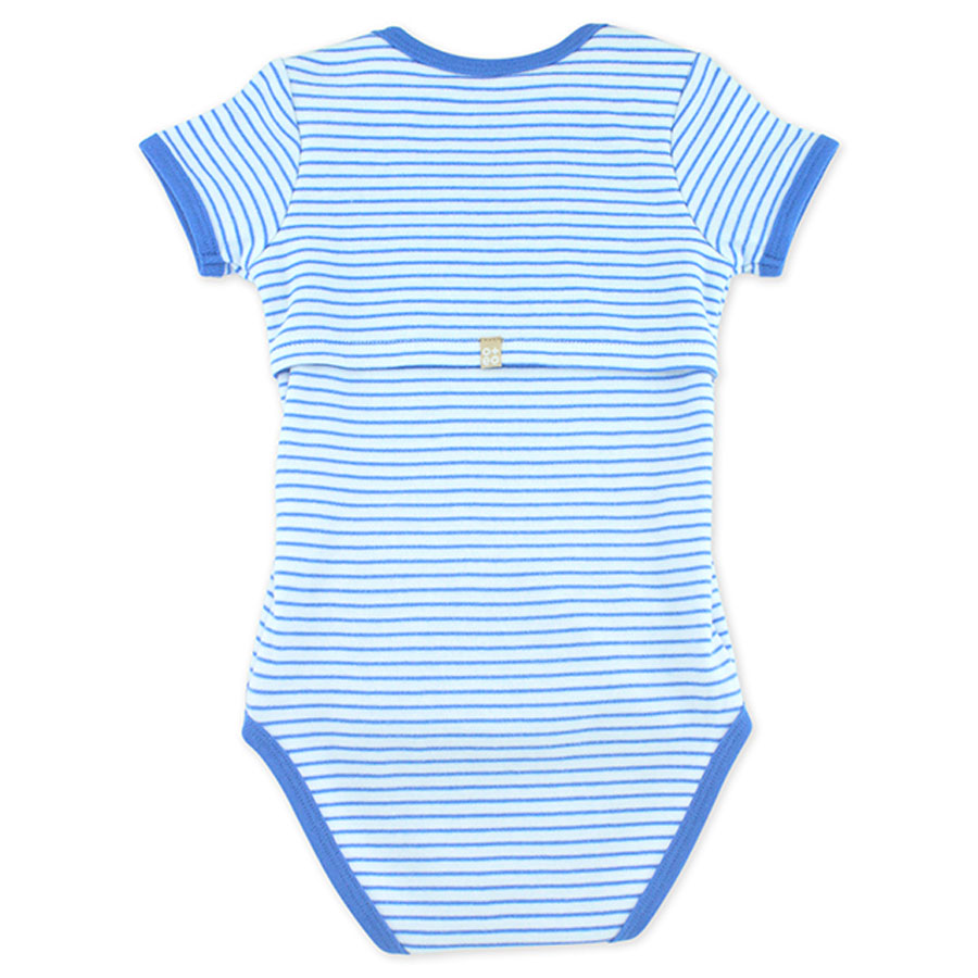 Oeteo Easyeo Candy Stripe Short Sleeve Romper - Blue