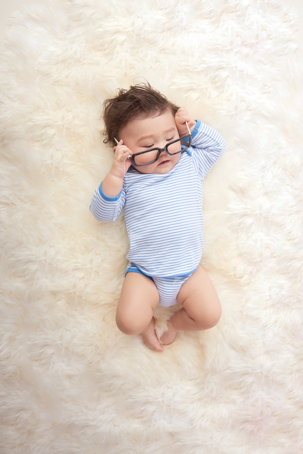 Oeteo Easyeo Candy Stripe Short Sleeve Romper - Blue