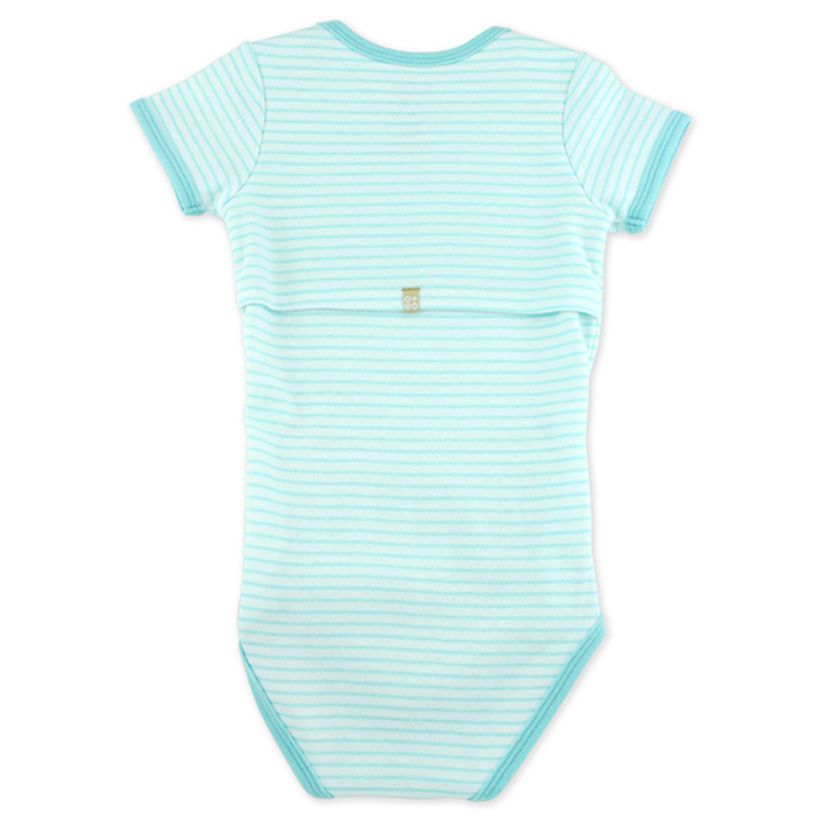 Oeteo Easyeo Candy Stripe Short Sleeve Romper - Green