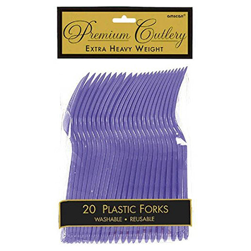 Amscan - Heavy Weight Plastic Forks 20pcs - New Purple