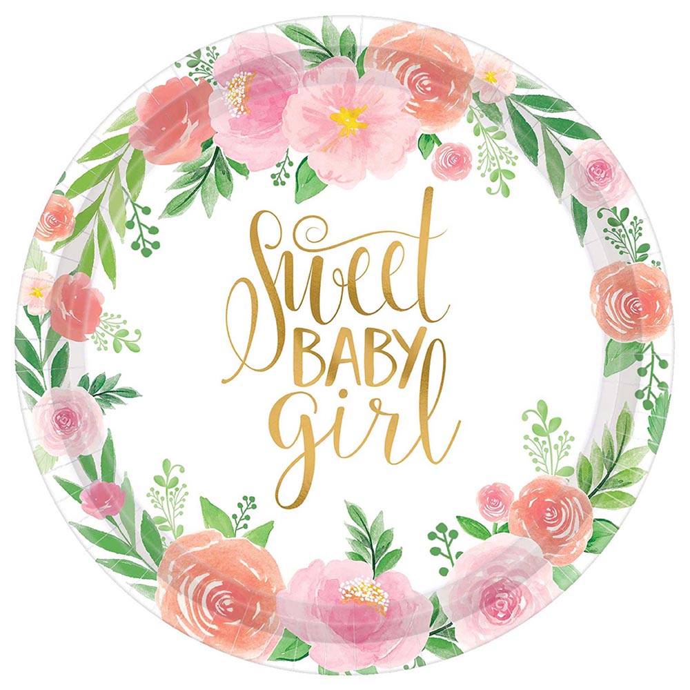 Party Center - Floral Baby Tableware Supplies For 8 Guests