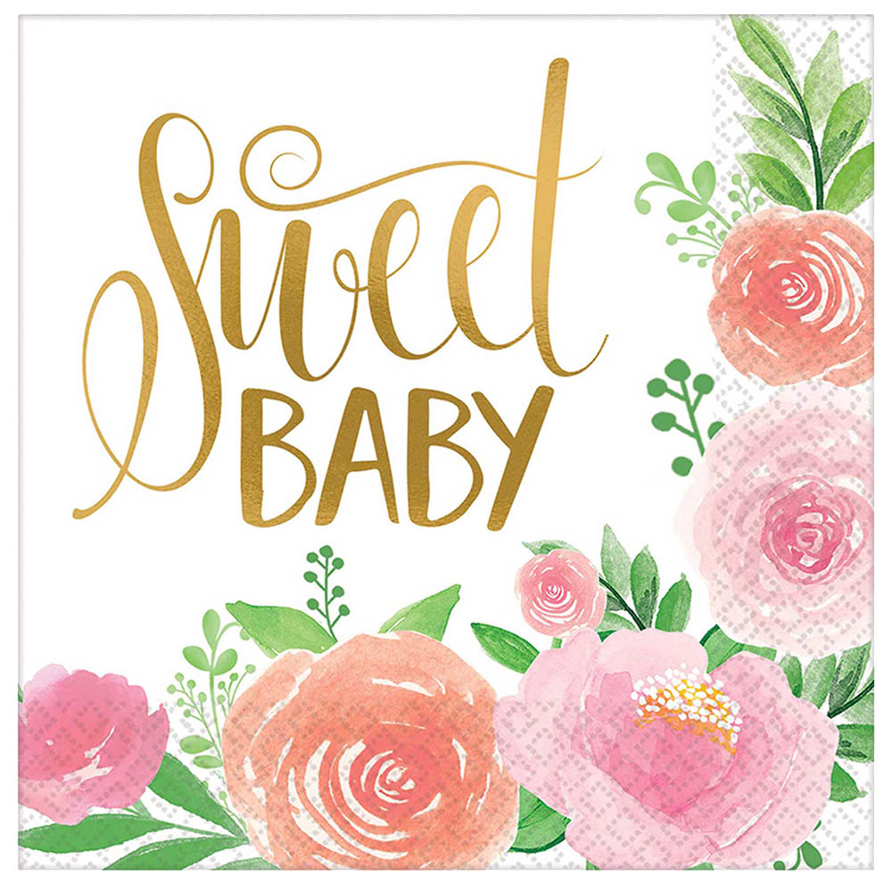Party Center - Floral Baby Tableware Supplies For 8 Guests