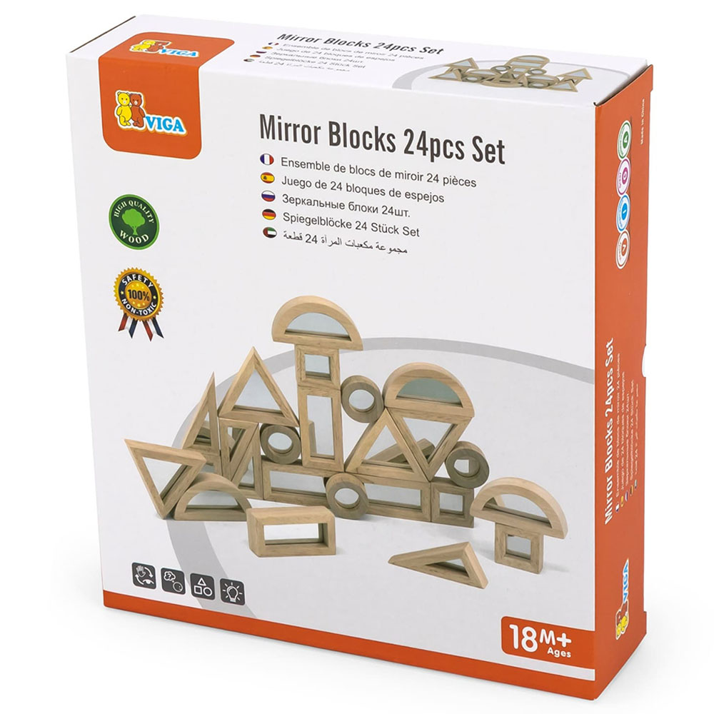 Viga - Wooden Mirror Blocks - 24pcs Construction Toy