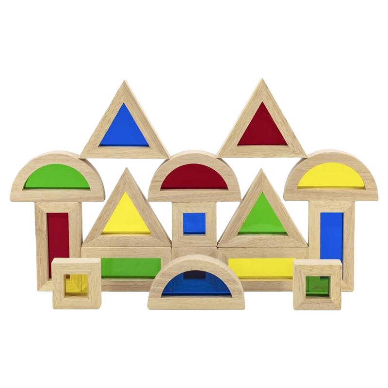 Viga - Large Color Blocks - 16pcs Set Educational Construction Toy Montessori Early Learning