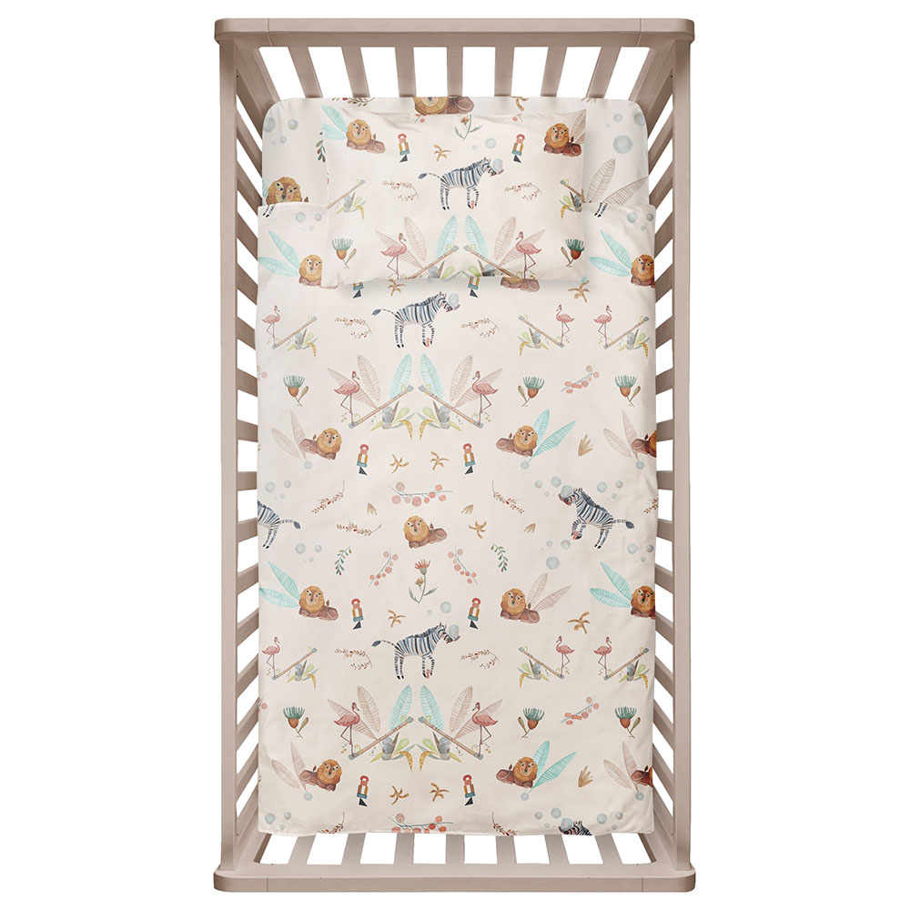 بورياس - طقم أغطية عضوي بالكامل - فلامينجو - 100 × 150 سم - بيج
