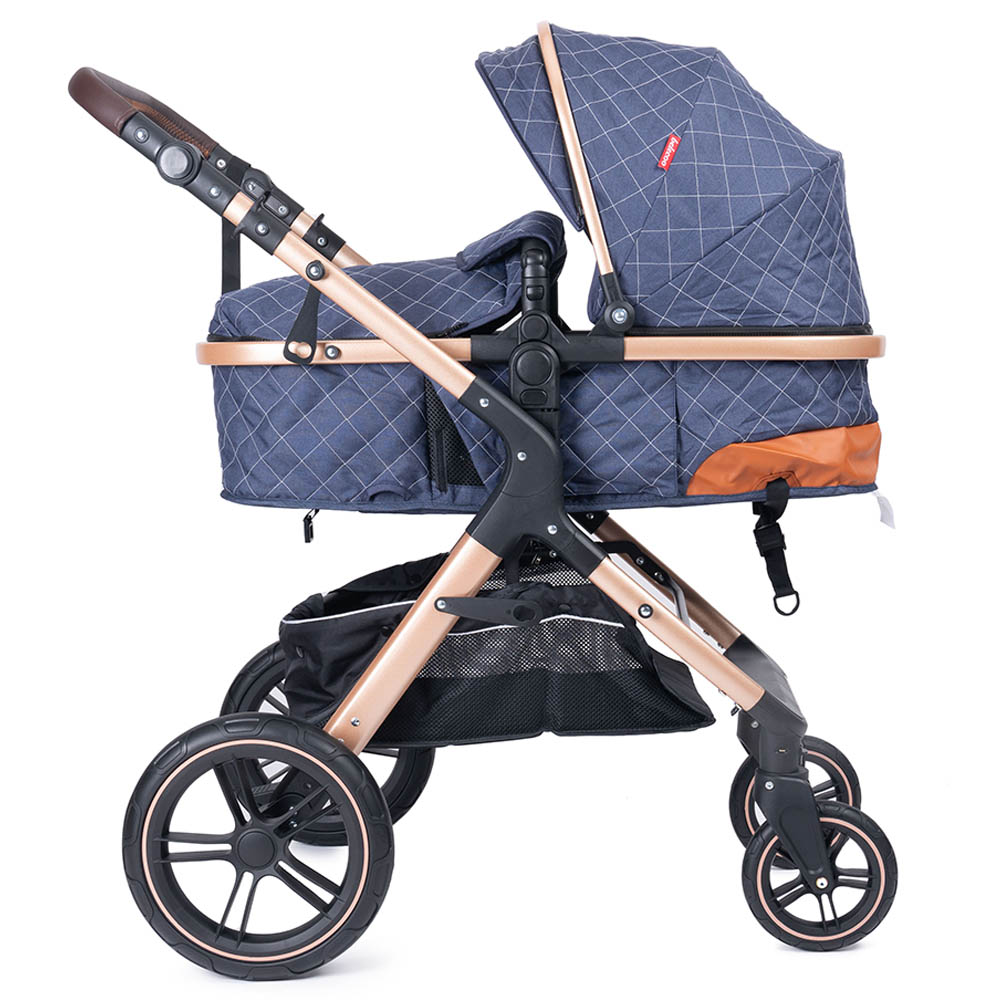 Belecoo - One Fold-To-Half Luxury Pram with Diaper Bag - Blue