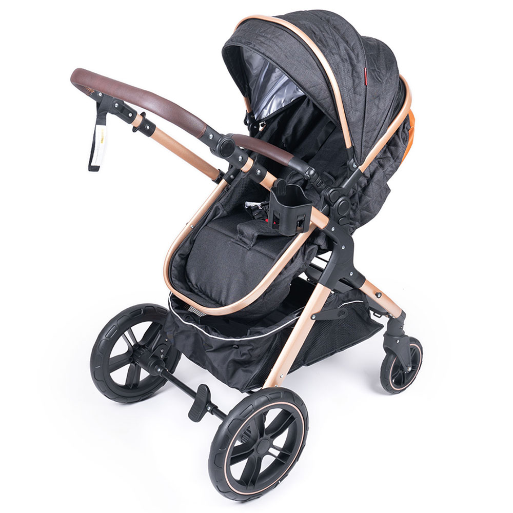 Belecoo - One Fold-To-Half Luxury Stroller with Diaper Bag - Black