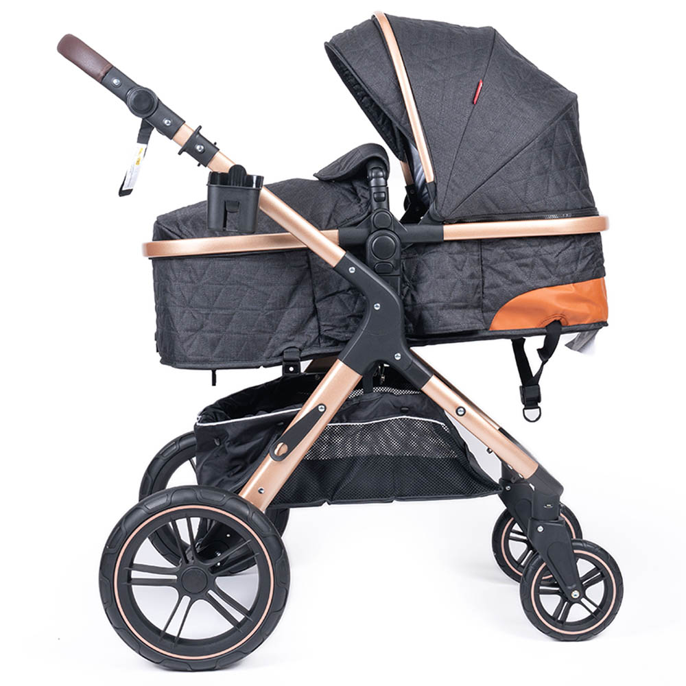 Belecoo - One Fold-To-Half Luxury Stroller with Diaper Bag - Black