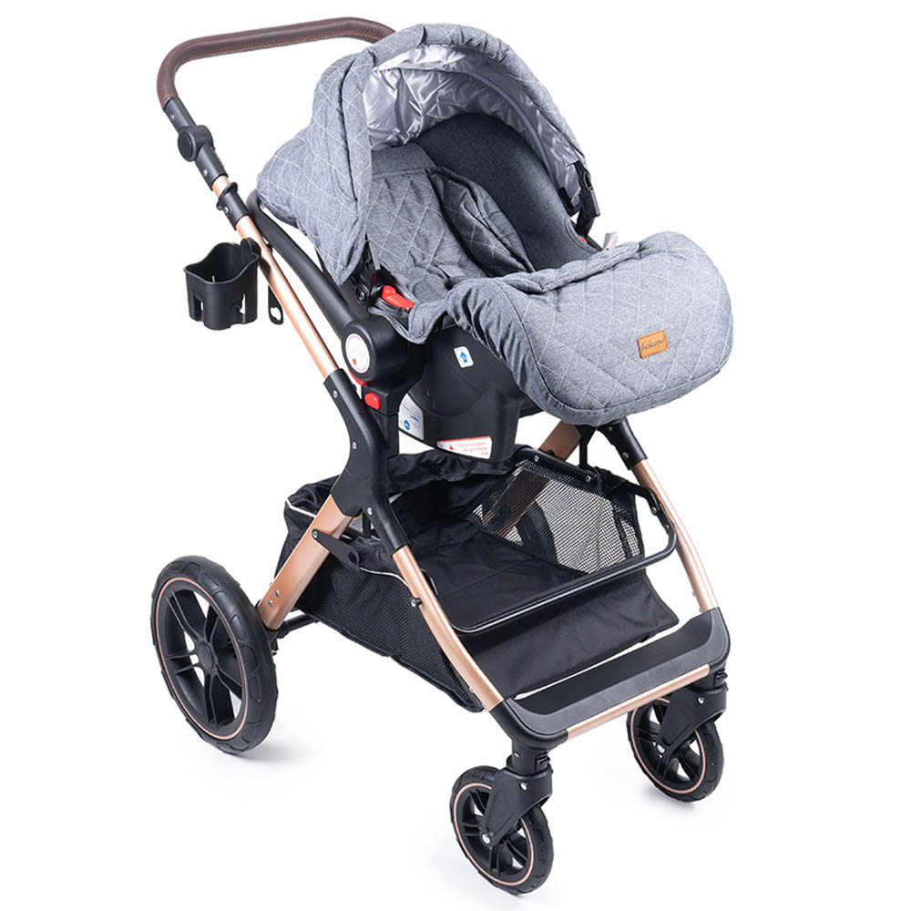 Belecoo - Fold-To-Half Luxury 3-In-1 Travel System - Grey