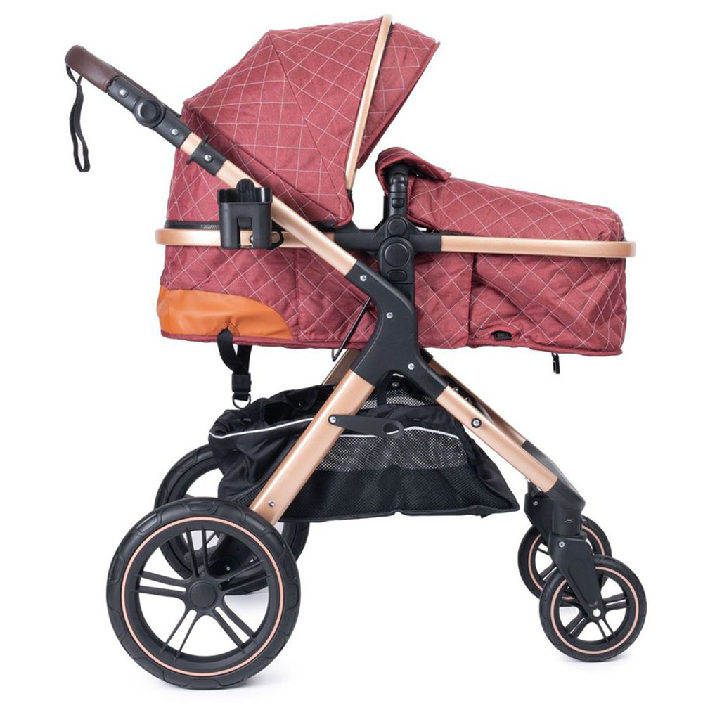 Belecoo - One Fold-To-Half Luxury Pram with Diaper Bag - Red