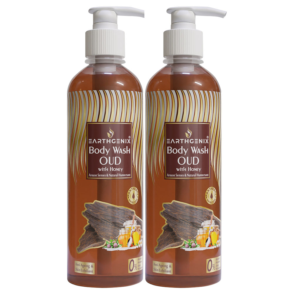 Earthgenix - Oud With Honey Body Wash with Loofah - 500ml - 2pcs