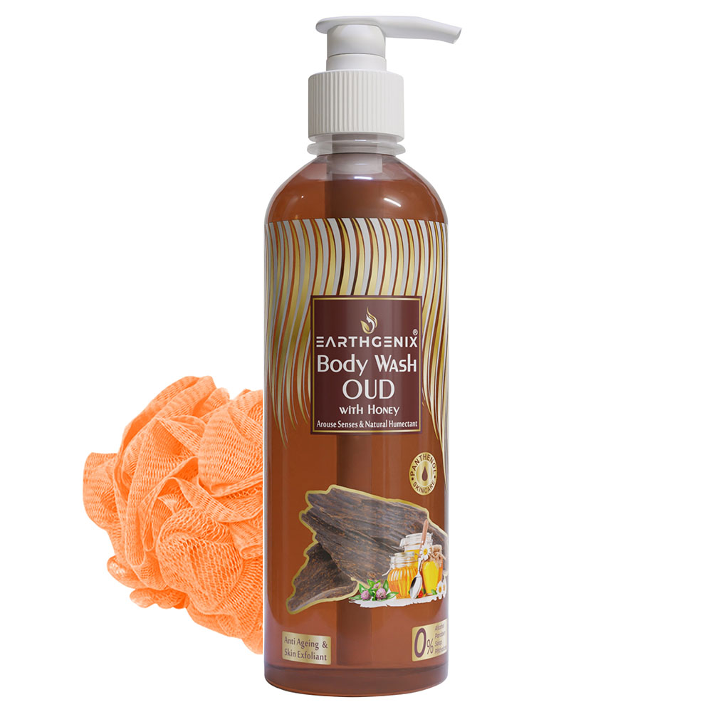 Earthgenix - Oud With Honey Body Wash with Loofah - 500ml - 2pcs