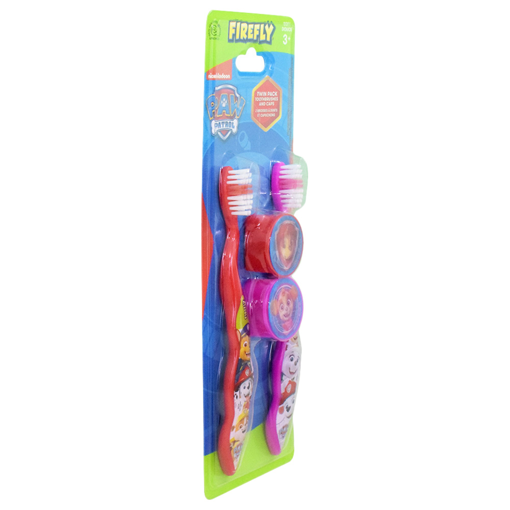 Firefly - Paw Patrol 2 Tooth Brush & 2 Caps Twin Pack