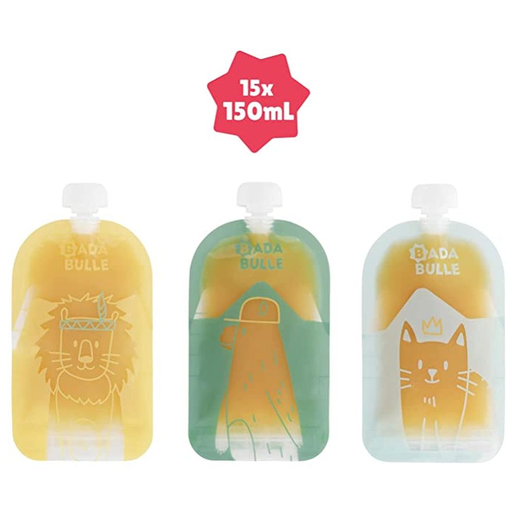 Badabulle Reusable Water Bottle & Food Pouch - Pack of 15