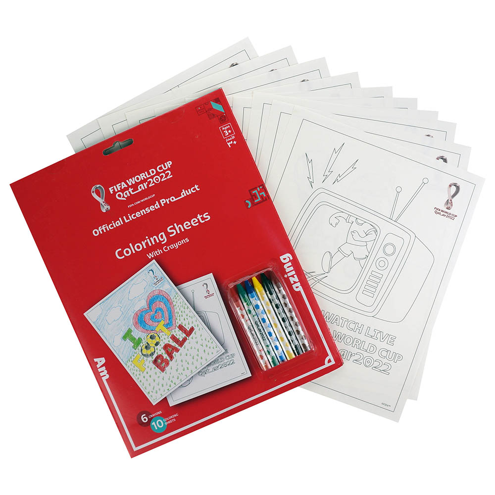 Fifa - World Cup Qatar 2022 Football Colouring Sheets with Crayons