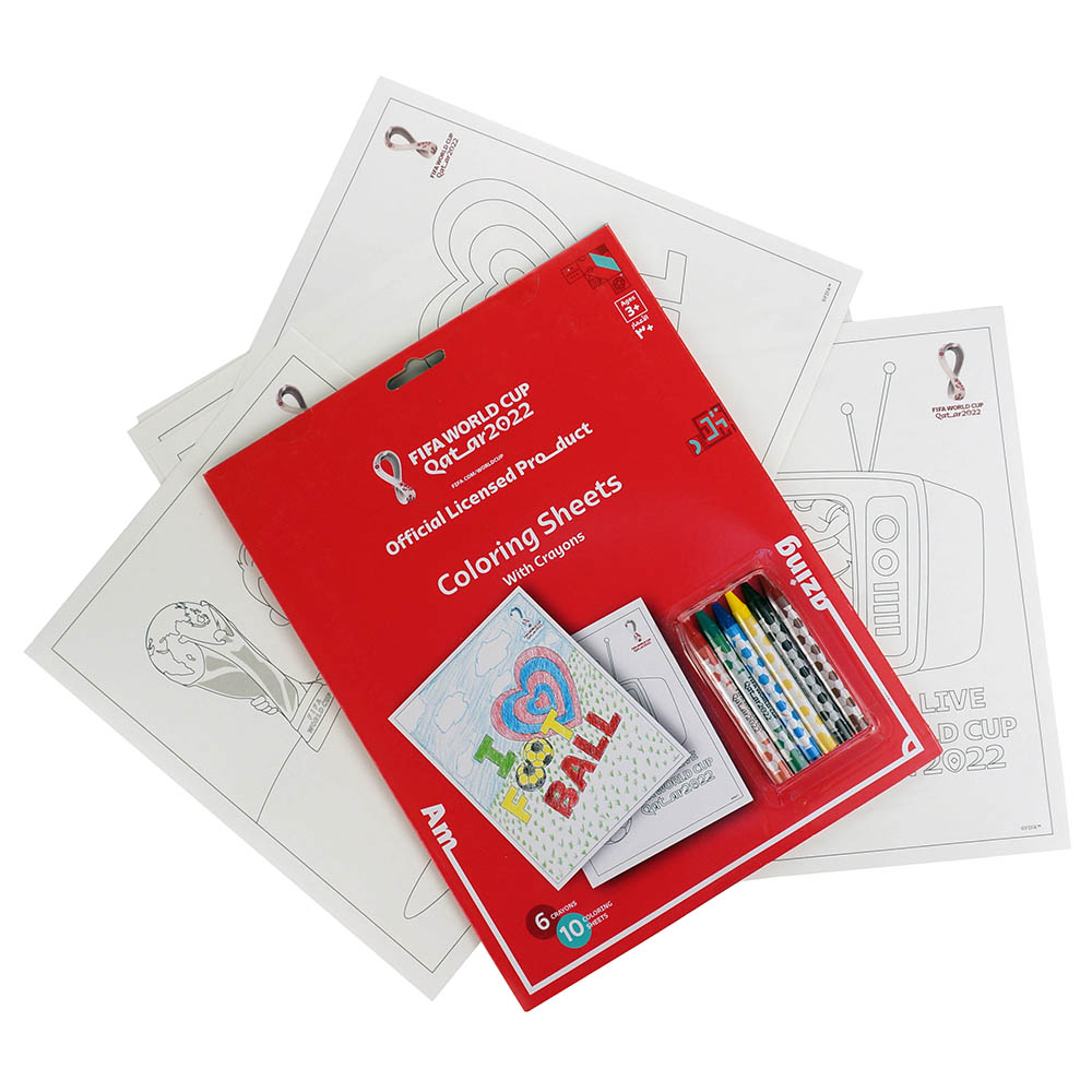 Fifa - World Cup Qatar 2022 Football Colouring Sheets with Crayons