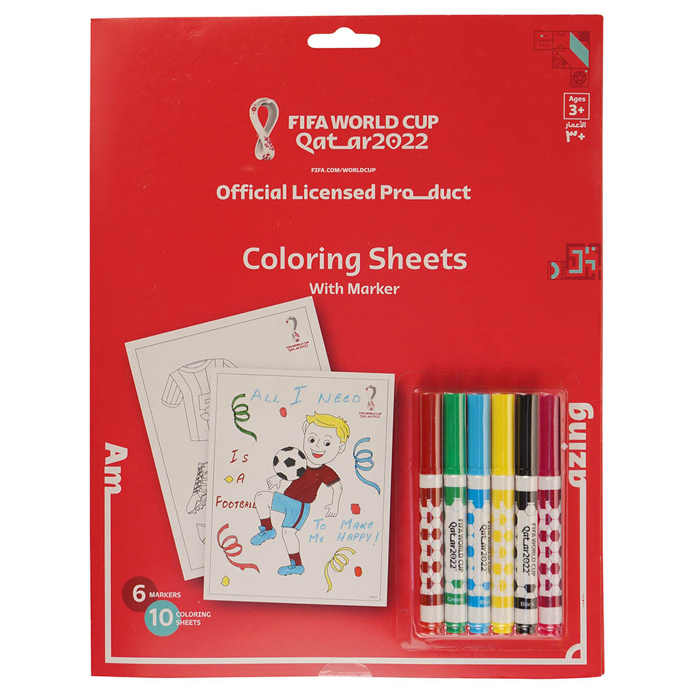 Fifa - World Cup Qatar 2022 Football Colouring Sheets with Markers