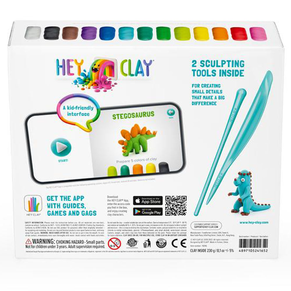 Hey Clay - Dinos Modelling Air Dry Clay Kit - 15pcs