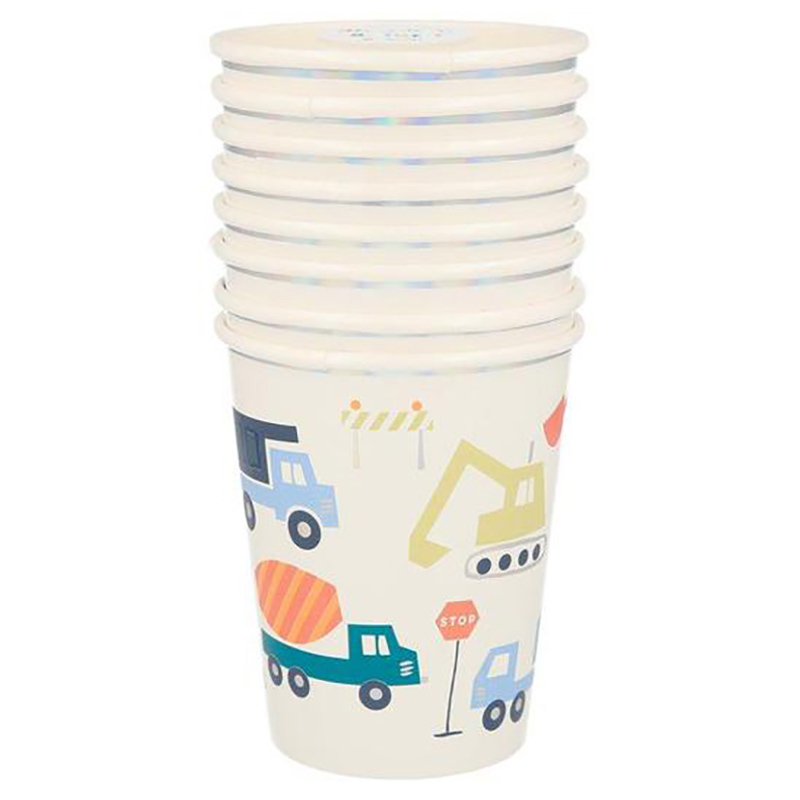 Meri Meri - Construction Cups Pack of 8 - White