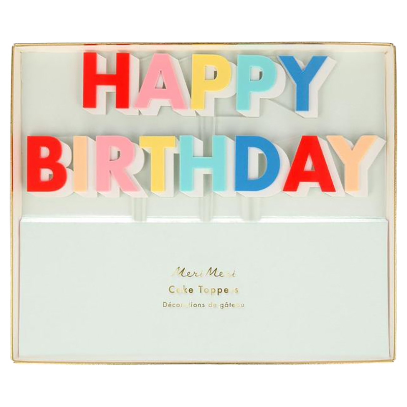 Meri Meri - Happy Birthday Acrylic Cake Toppers Pack of 2