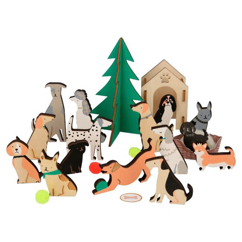 Meri Meri - Wooden Dog Advent Calendar Suitcase