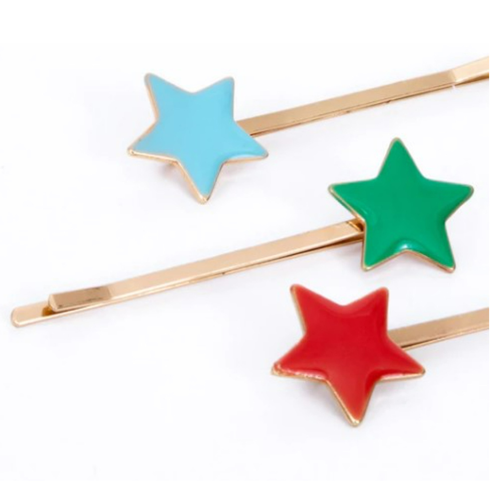 Meri Meri - Enamel Star Hair Slides - Pack of 6