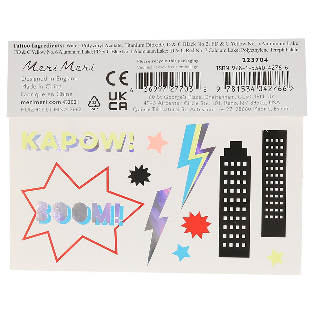 Meri Meri - Superhero Tattoos - Pack of 2