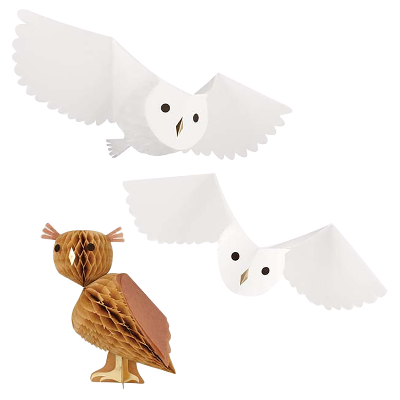 Meri Meri - Honeycomb Owl Decoration - 3pcs
