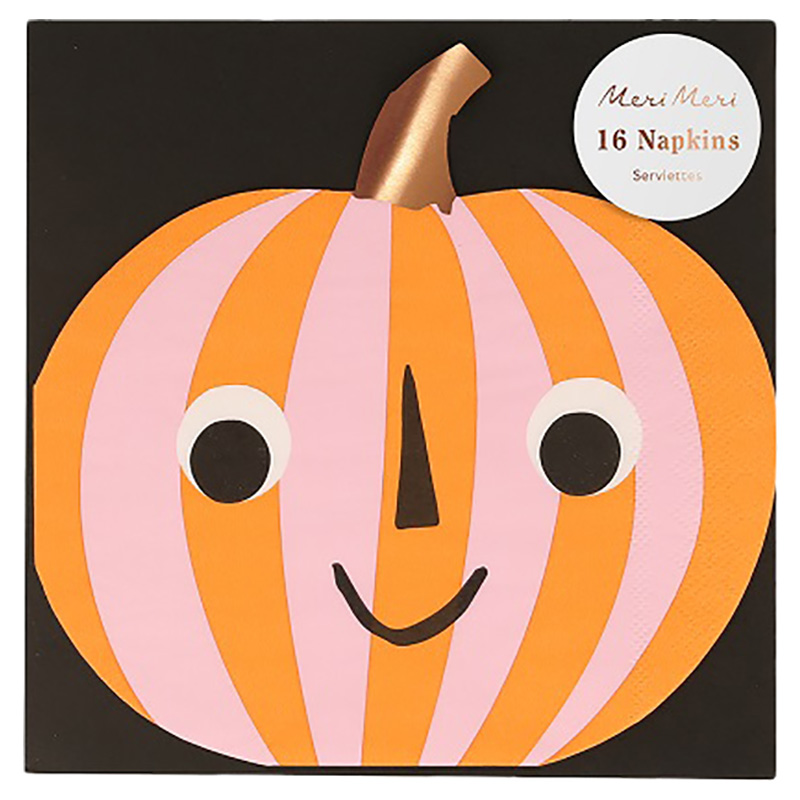Meri Meri - Stripy Pumpkin Napkins - 16pcs - Pink/Orange