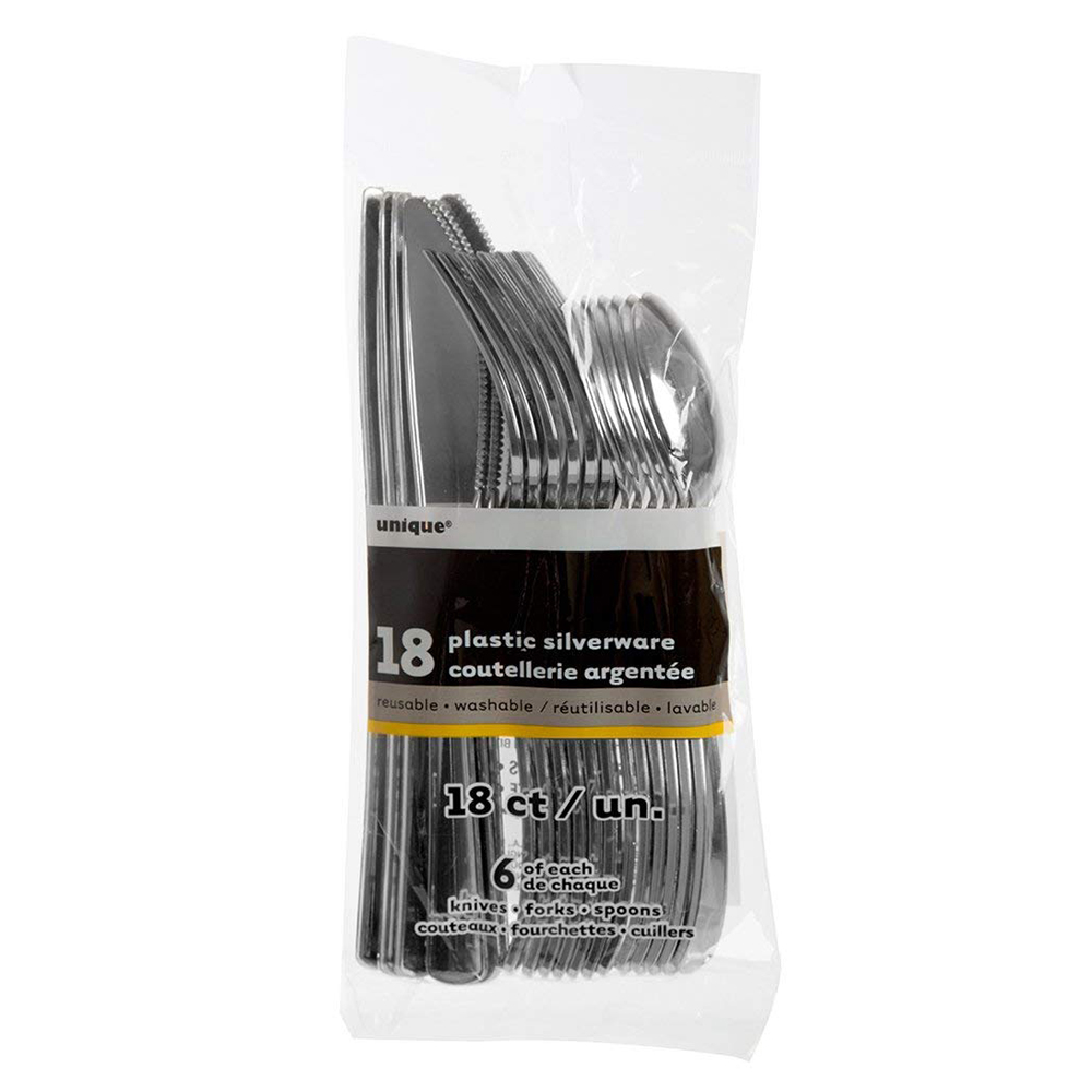 Unique - Assorted Metallic Cutlery 18pcs - Silver