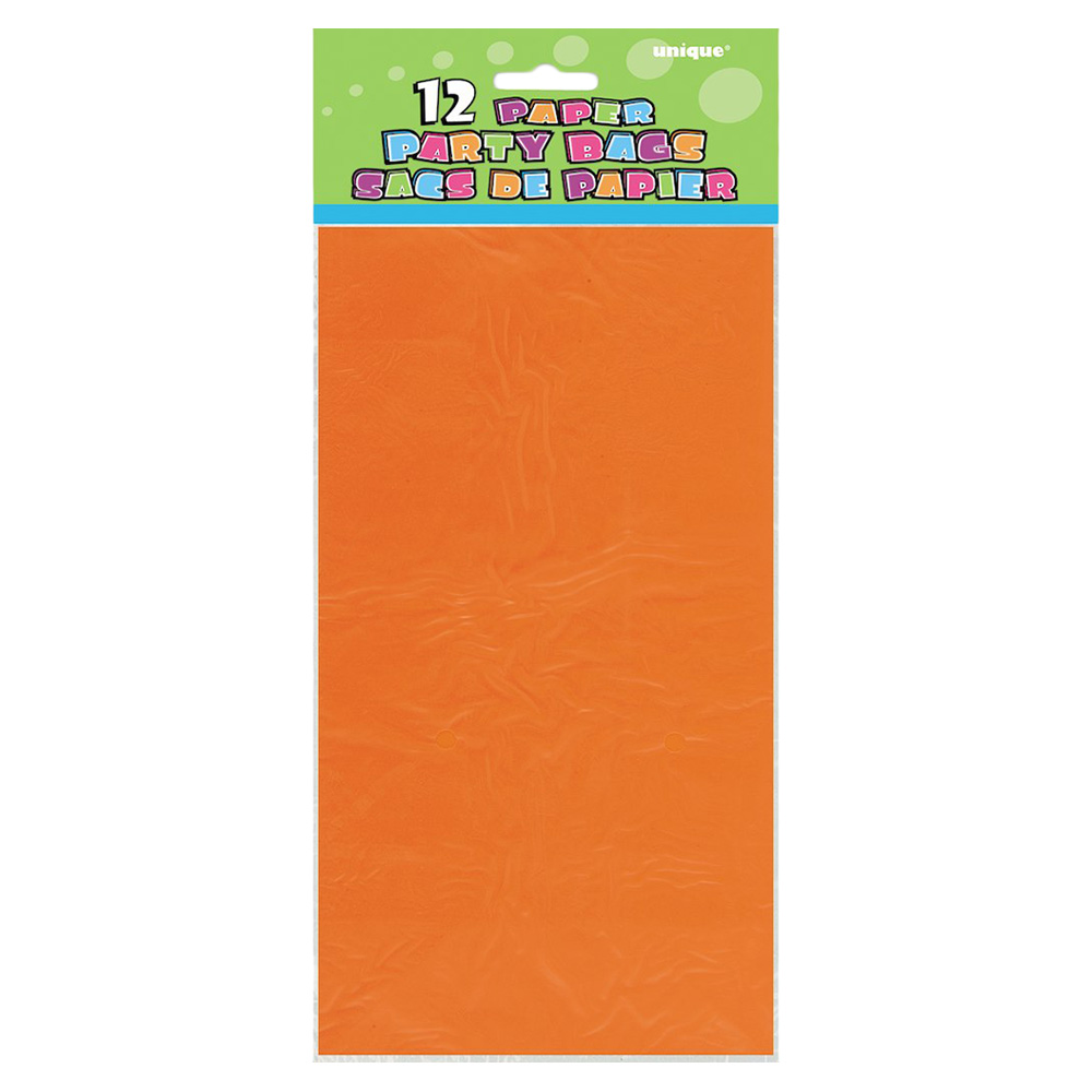 Unique - Paper Party Bags - Orange - 12pcs