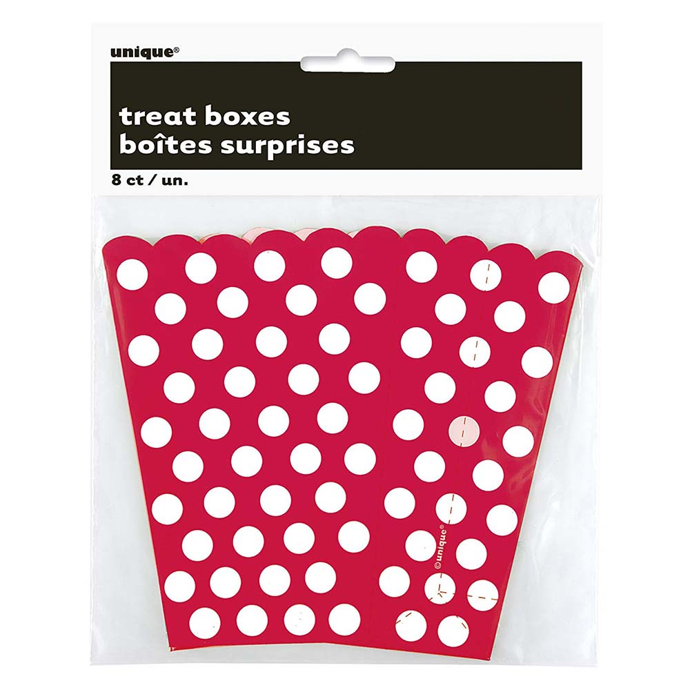 Unique - Polka Dot Treat Boxes Pack of 8 - Ruby Red