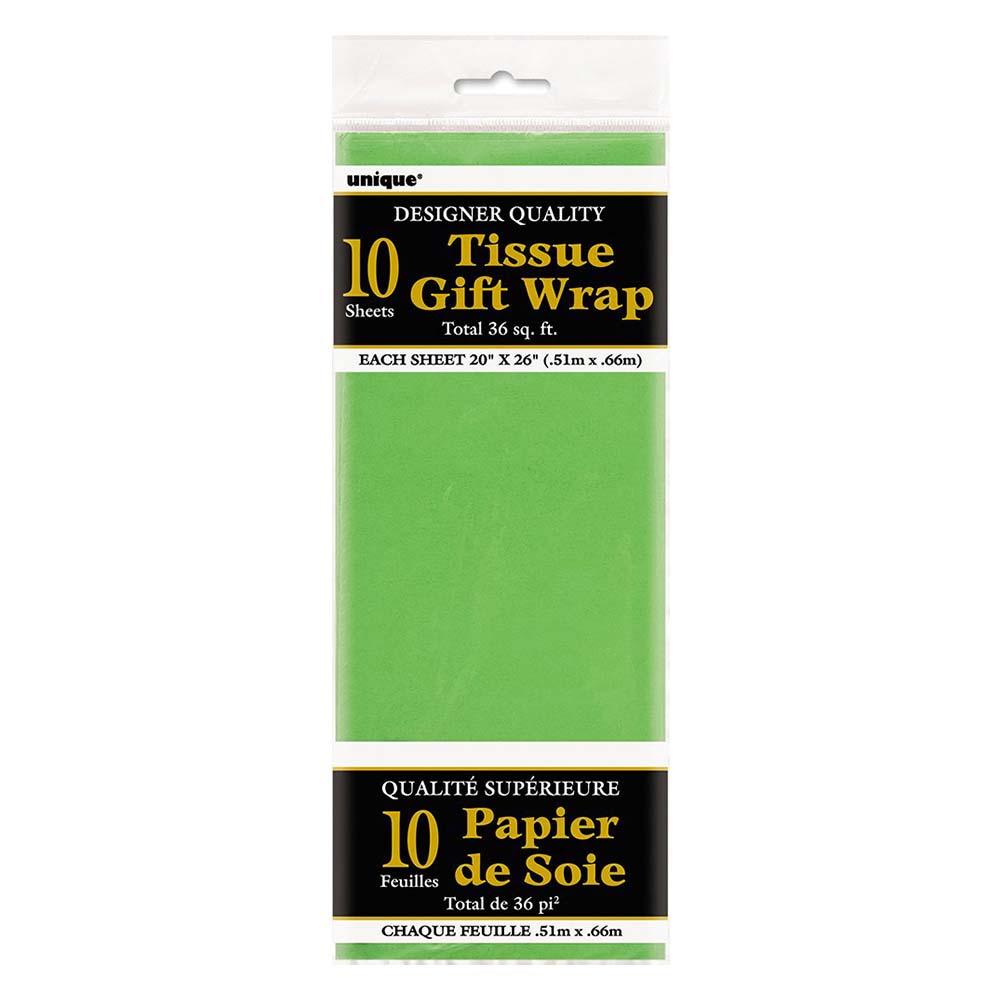 Unique - Tissue Sheets Pack of 10 - Lime Green