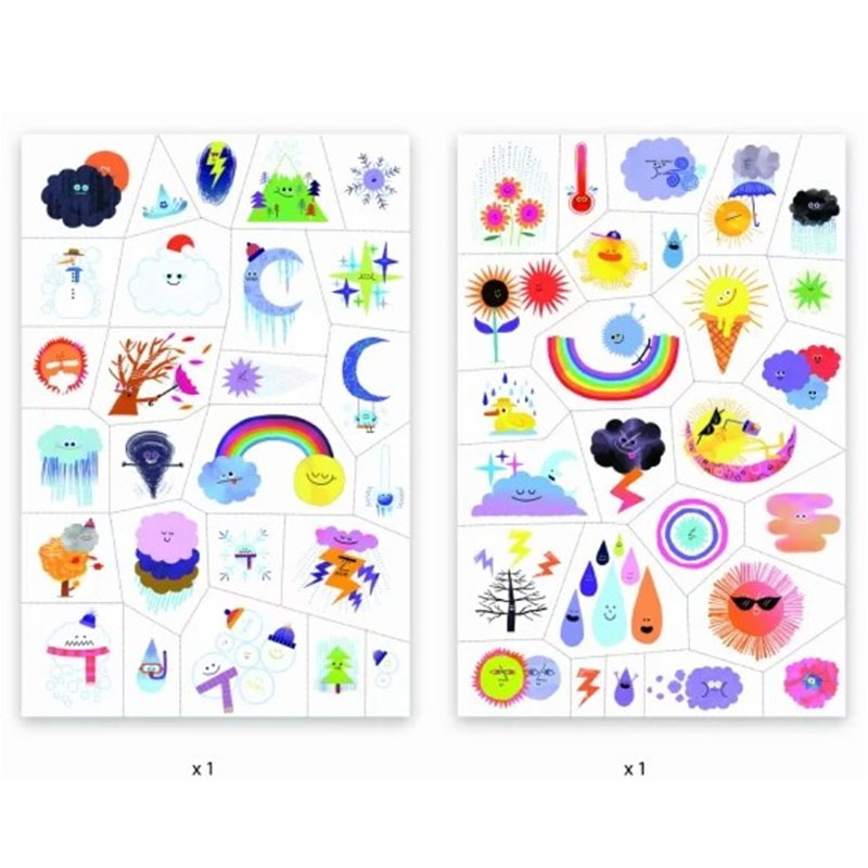 Djeco - Weather Smileys Tattoo - 2pcs