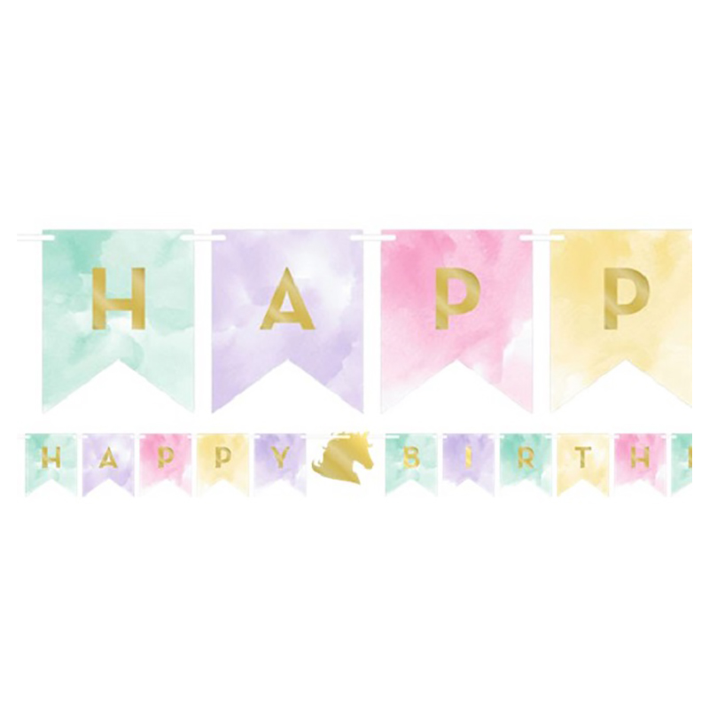 Party Delights - Unicorn Sparkle 'Happy Birthday' Paper Banner
