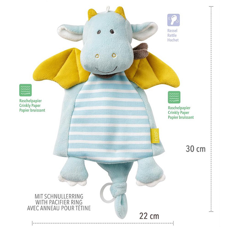 A Thousand & One Cuddles - Dragon Security Blanket With Pacifier Clip
