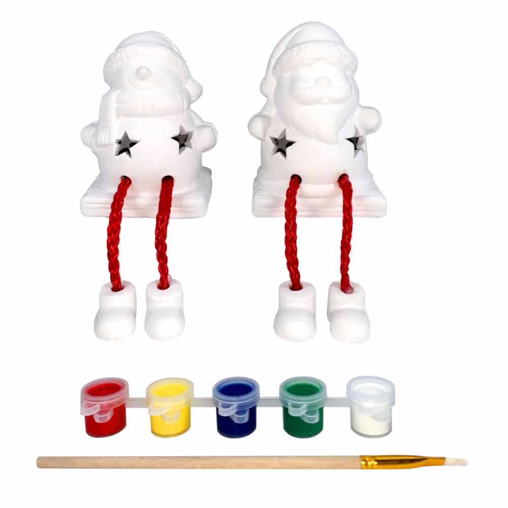 Christmas Magic - Santa & Snowman Diy withLight - Pack of 2 - White