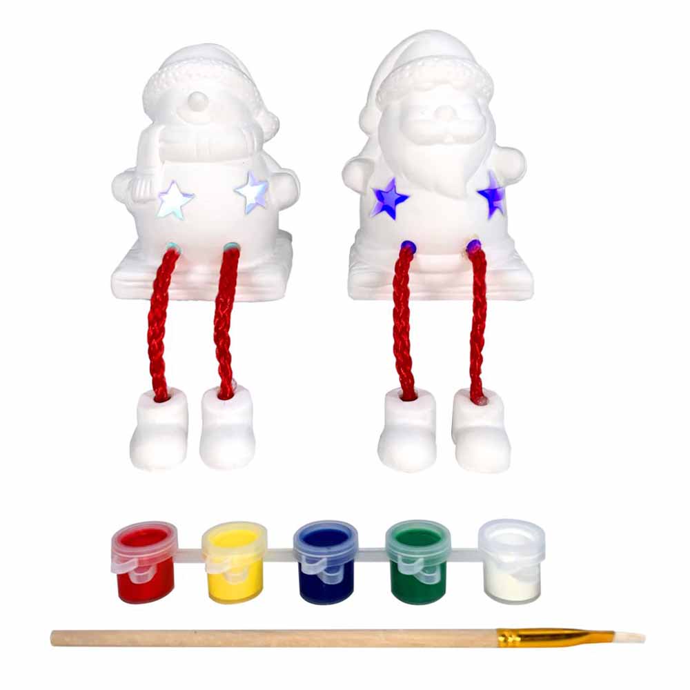 Christmas Magic - Santa & Snowman Diy withLight - Pack of 2 - White