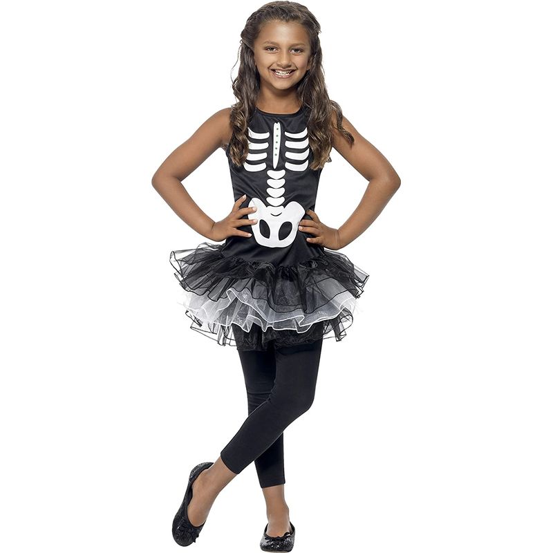 Smiffys - Skelton Tutu Girls Costume - Black