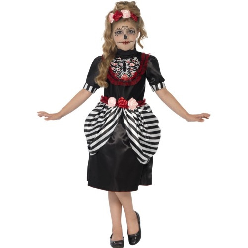 Smiffys Sugar Skull Girl Costume Black - White