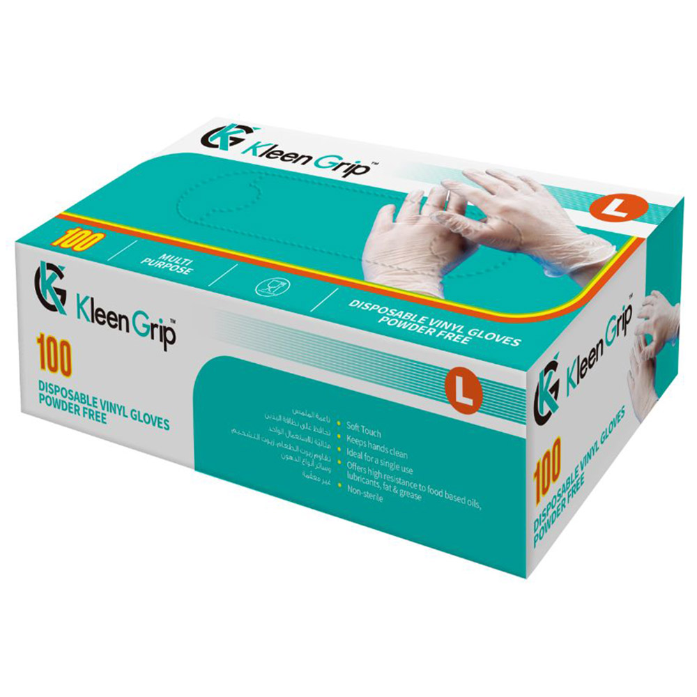 Vertigo - Kleen Grip Disposable Vinyl Gloves 100pcs - L